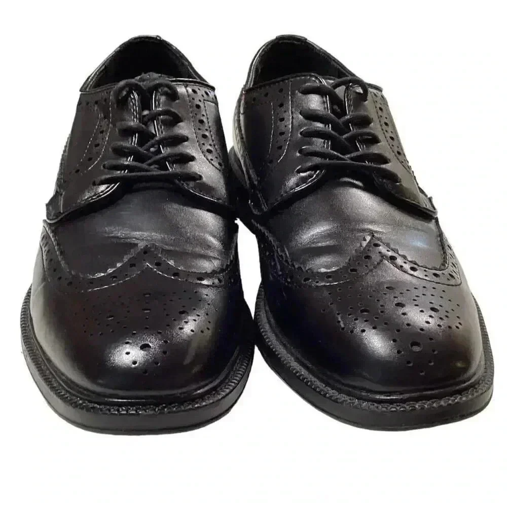 Stafford Wingtip Men 8.5 M Vegan Lace Up Oxford Dress Shoes Black Brogue Derby